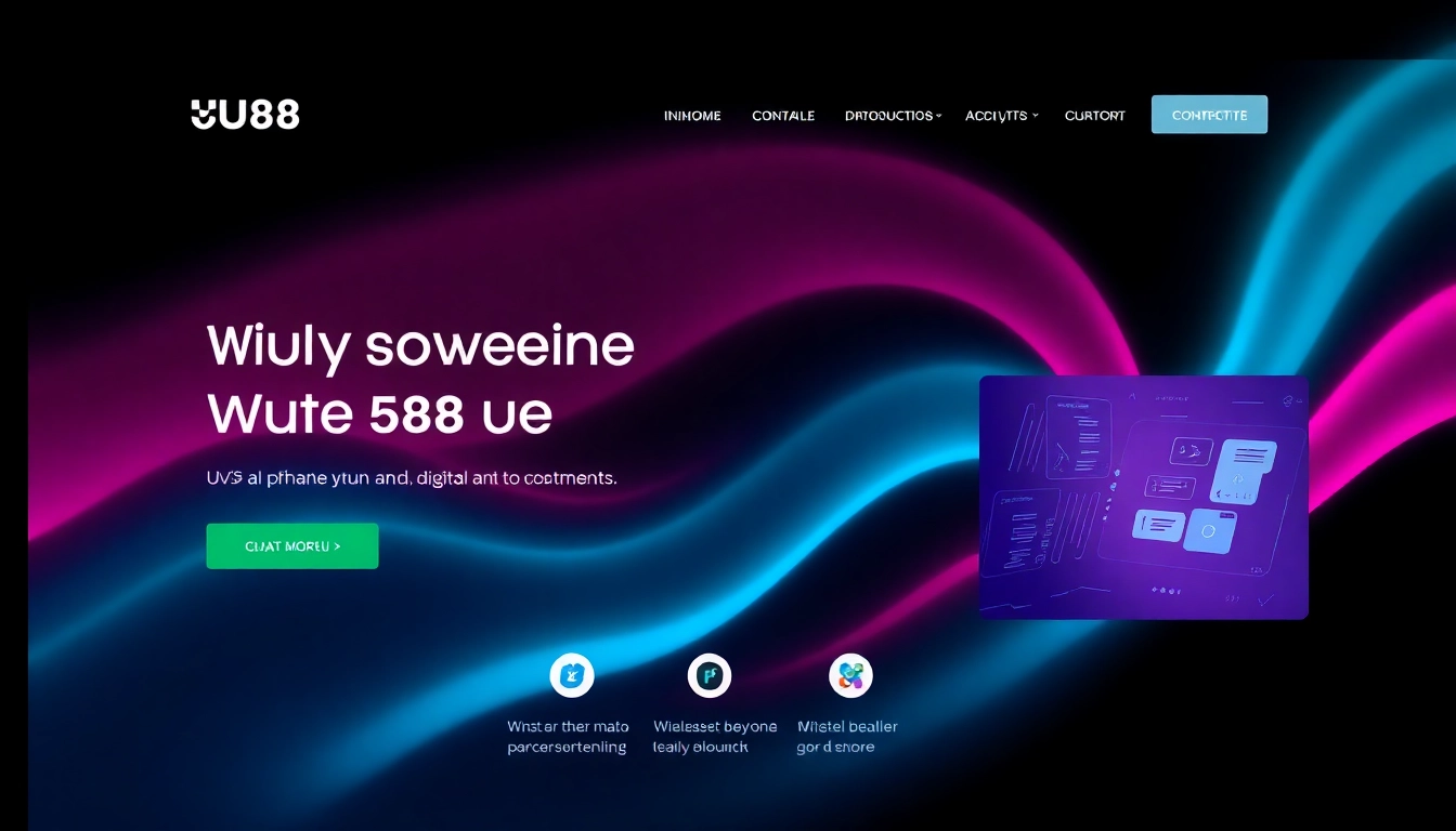 Dynamic visual of UU88 branding with sleek digital interface and vibrant accents conveying trust and innovation, appealing to online service users.