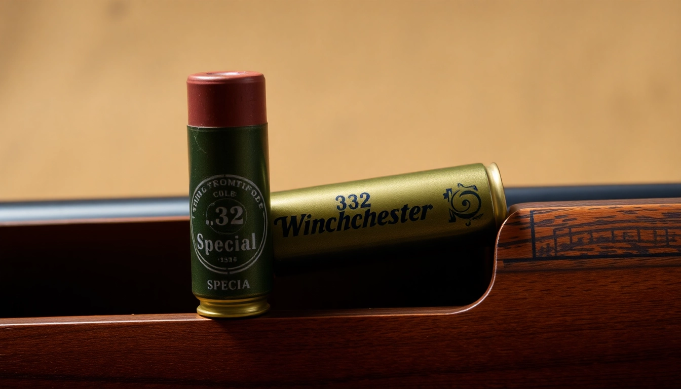 The 32 WIN cartridge displayed in a traditional rifle setting, highlighting its historical design and craftsmanship for firearm enthusiasts.