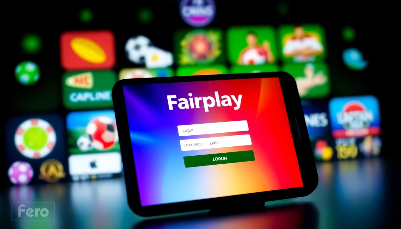 Guide users through the fairplay login process with a clear, easy-to-navigate login screen on a mobile device, emphasizing security and convenience.