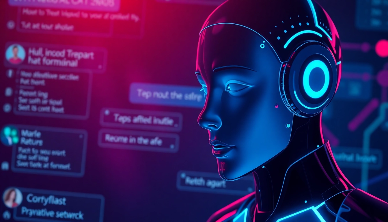 Engaging NSFW AI chatbot interface with neon-lit design for adult conversations and roleplay.