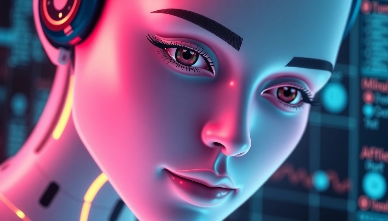 An AI girlfriend engaging in a warm, unfiltered NSFW chat via a sleek digital interface, emphasizing realism and emotional connection for screen readers.